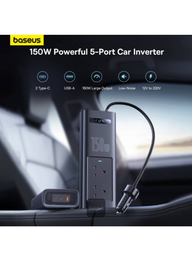Baseus 150W 12V DC Smart Display Car Power Inverter Black 9 x 4.6 x 27 cm C00337606117-Z1 - Image 2